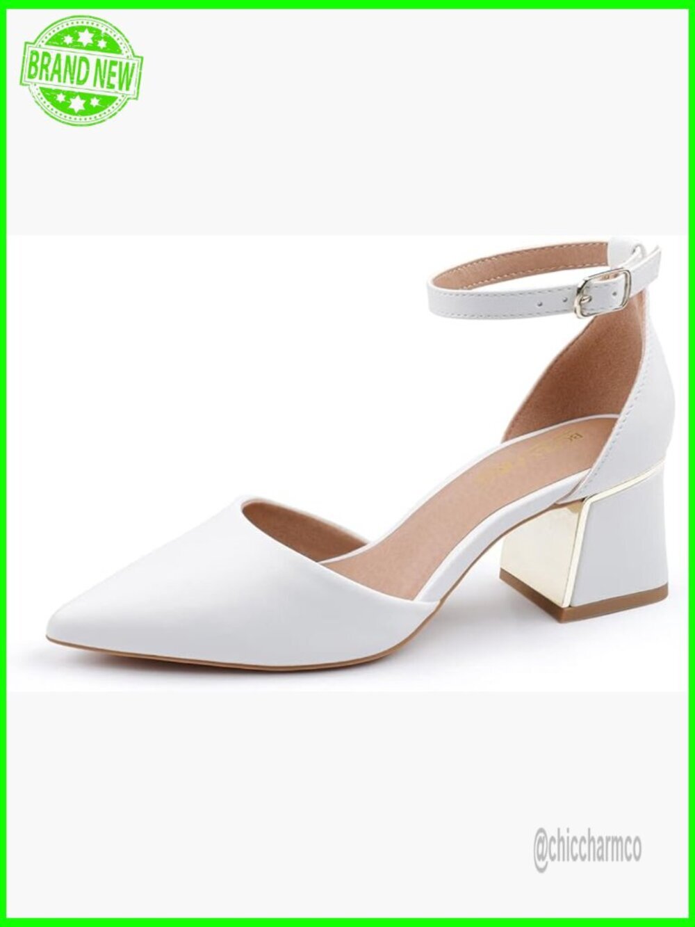 Womens Pointed Toe Pumps Chunky Low Heels Ankle Strap Sandals
